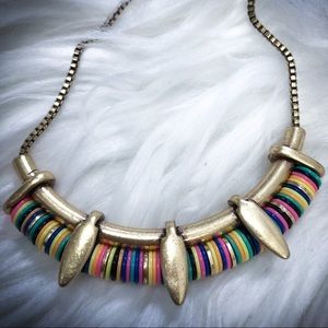 Stella & Dot Goldtone & Rainbow Disc Bead Necklace